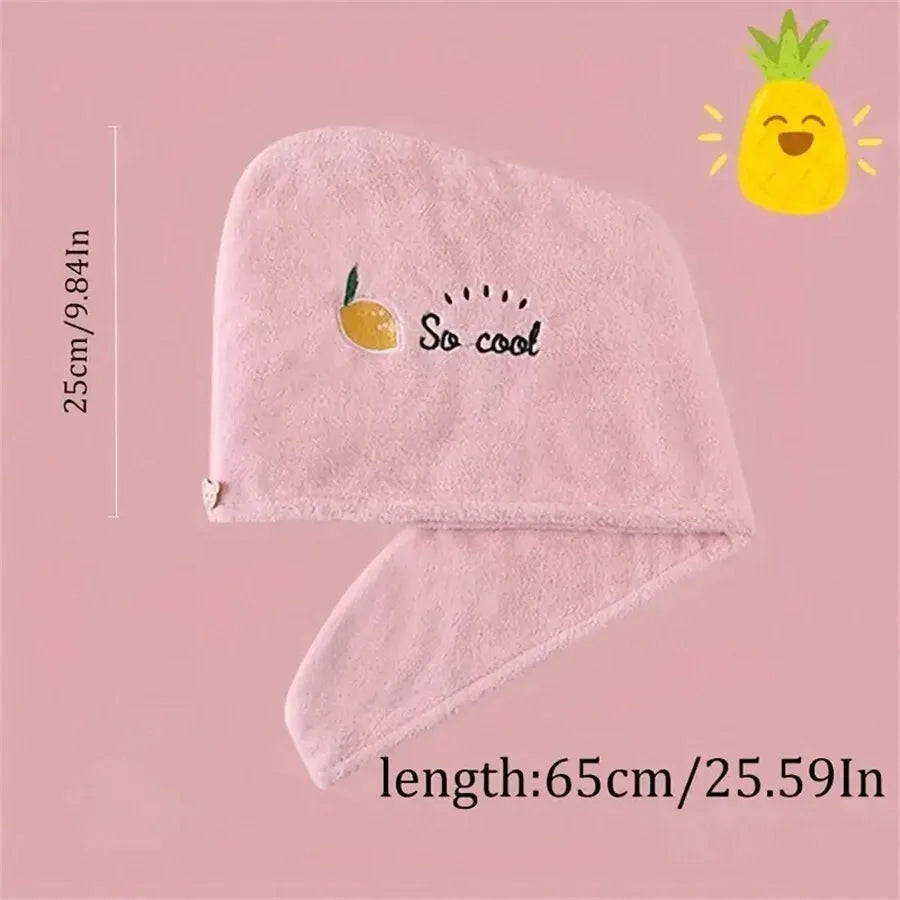 Quick-Dry Coral Fleece Hair Towel Wrap with Embroidery