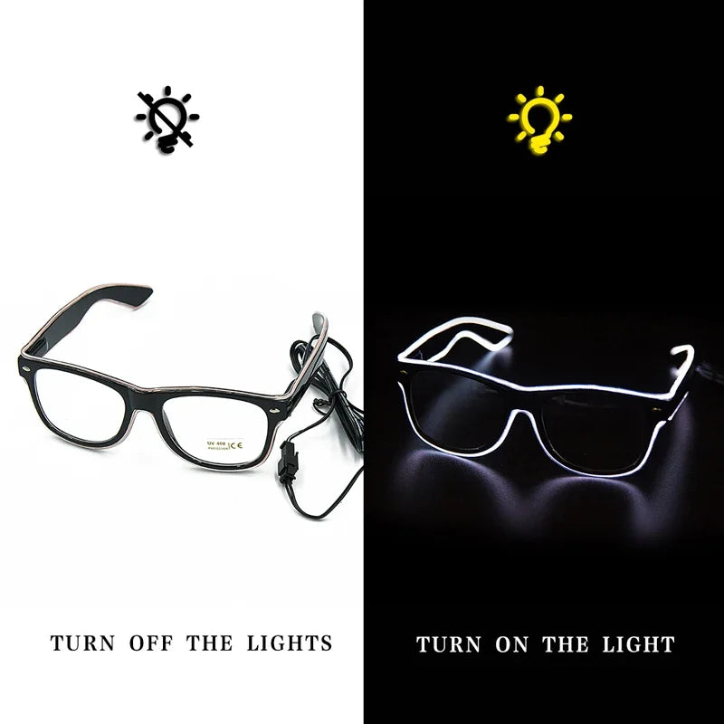 Flashing Glasses EL Wire LED Glasses Glowing Party Supplies Lighting Novelty Gift Bright Light Festival Party Glow Sunglasses