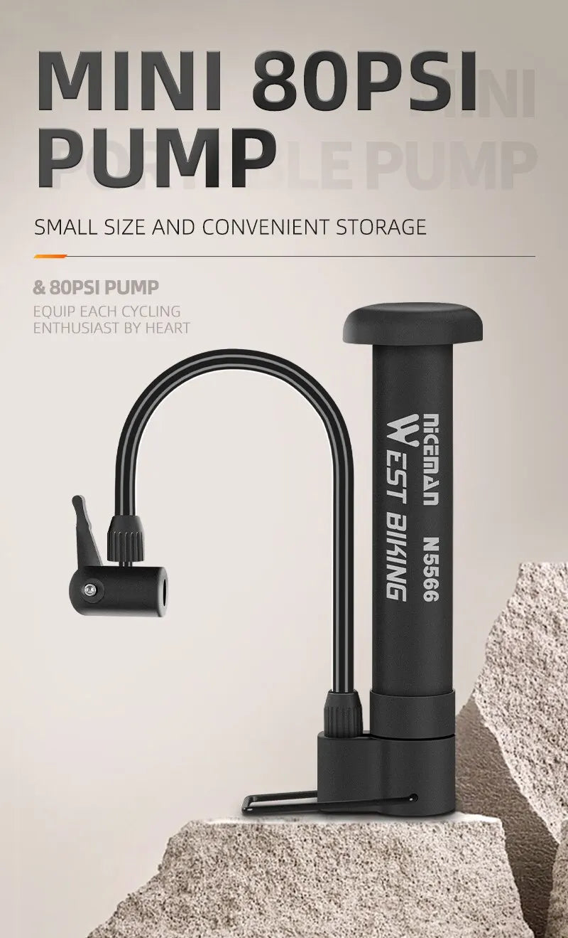 Bomba de piso compacta WEST BIKING — 80 PSI