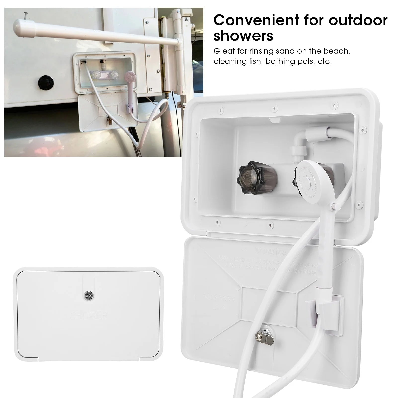 RV Exterior Shower Box Kit Outdoor Washing Kit With Lock For Boat Yacht Camper Motorhome