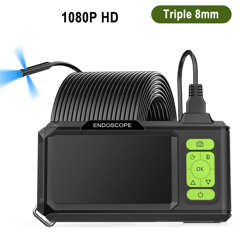 4.3'' IPS Screen Industrial Endoscope Autofocus Camera HD1080P Single Dual Triple Lens Record Video Car Inspection Borescope LED