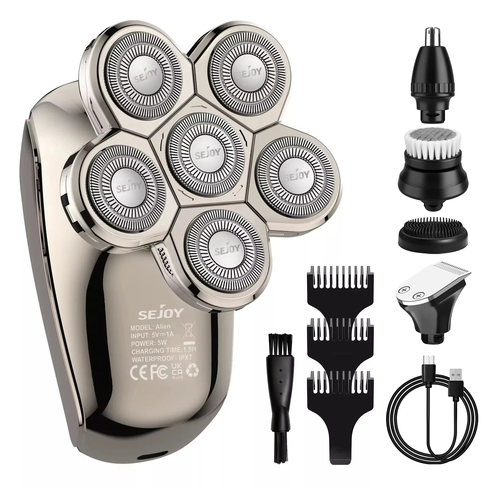 Electric Shaver for Men 5‑in‑1 Grooming Kit