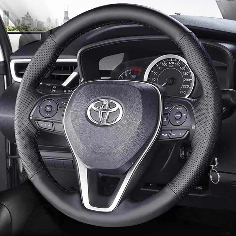 Prispôsobiteľný mikrovláknový kožený kryt volantu pre Toyota Avalon Camry 2018–2022 Crown 2018–2022 Corolla 2018–2022 RAV4