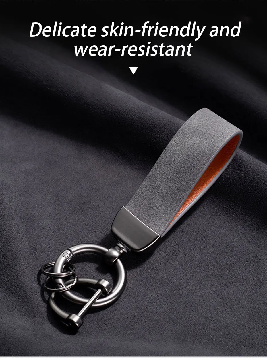 SEAMETAL Suede Car Keychain Ring Vintage Leather Zinc Alloy Key Chain Keys Holder Universal Luxury Keyring Car Accessories