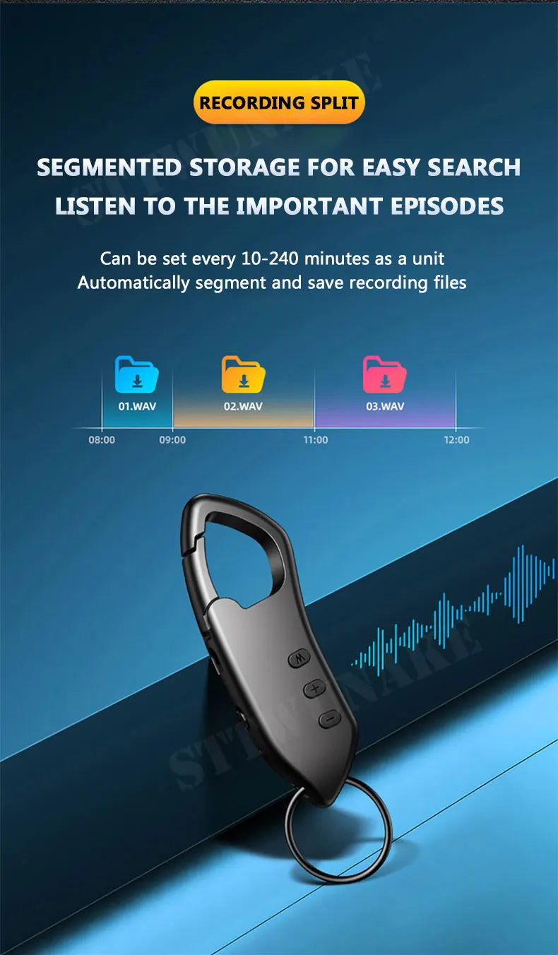 Mini Voice Activated Recorder Digital Audio Recording Keychain Device Wearable Sound Professional Micro Dictaphone STTWUNAKE
