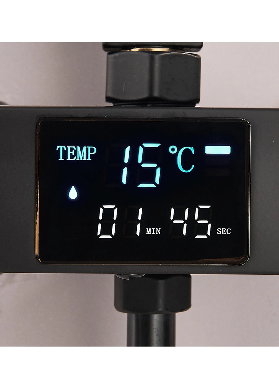 Black Digital Display Thermostatic Shower Faucet Set