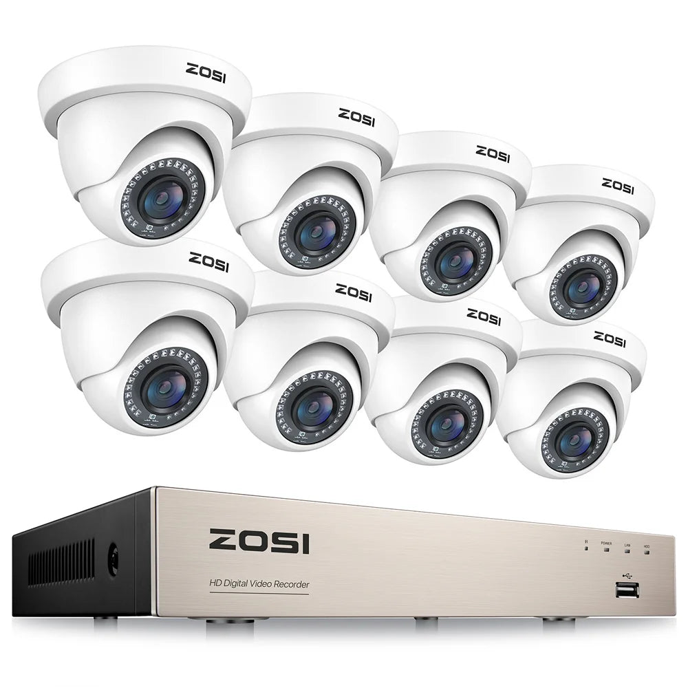 ZOSI 8CH 1080P Wired Security Camera System with 8 Weatherproof Cams