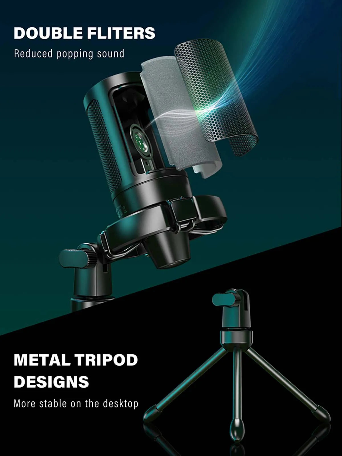 A2 RGB USB Condenser Microphone with Tripod