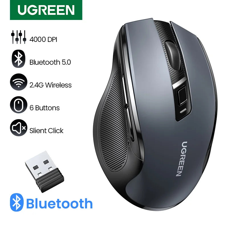 Wireless Bluetooth Mouse – Ergonomic 4000DPI Silent Mouse with 6 Buttons for MacBook, Laptop & PC - Spy-shop.com