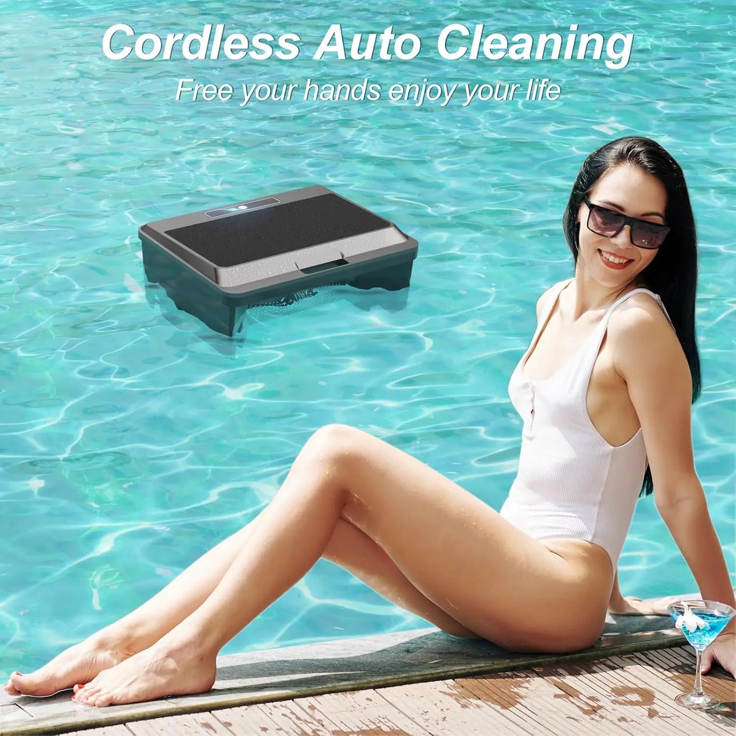 Solar Robotic Pool Cleaner Surface Skimmer with Remote Control