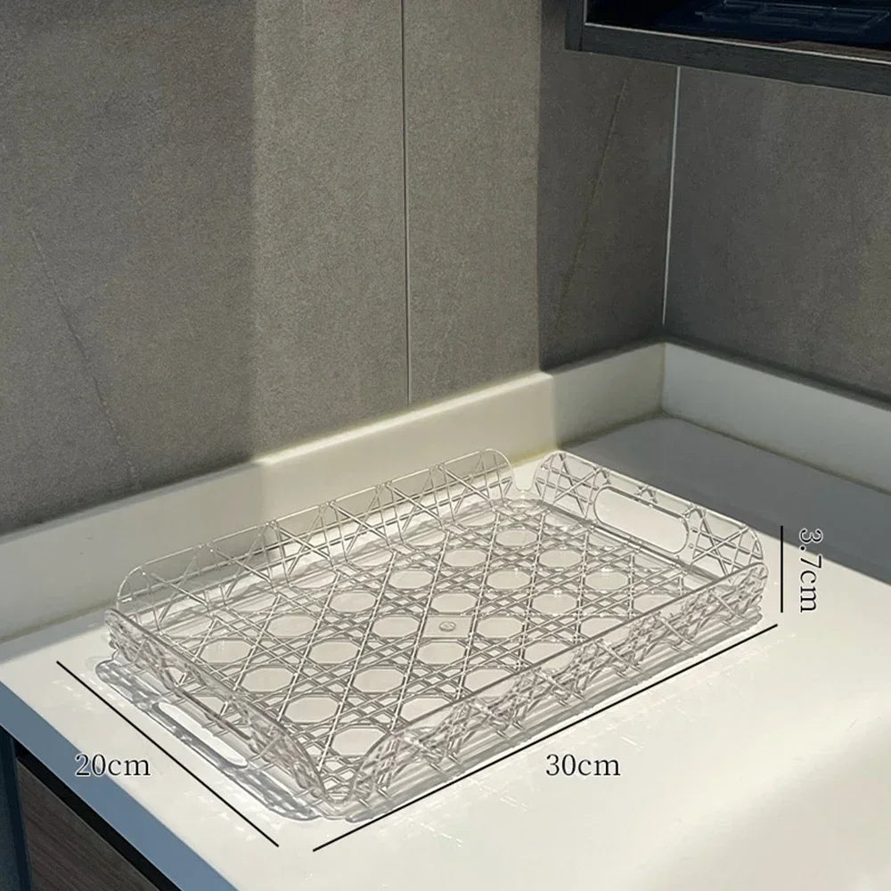 Clear Rectangular Serving Tray with Handles