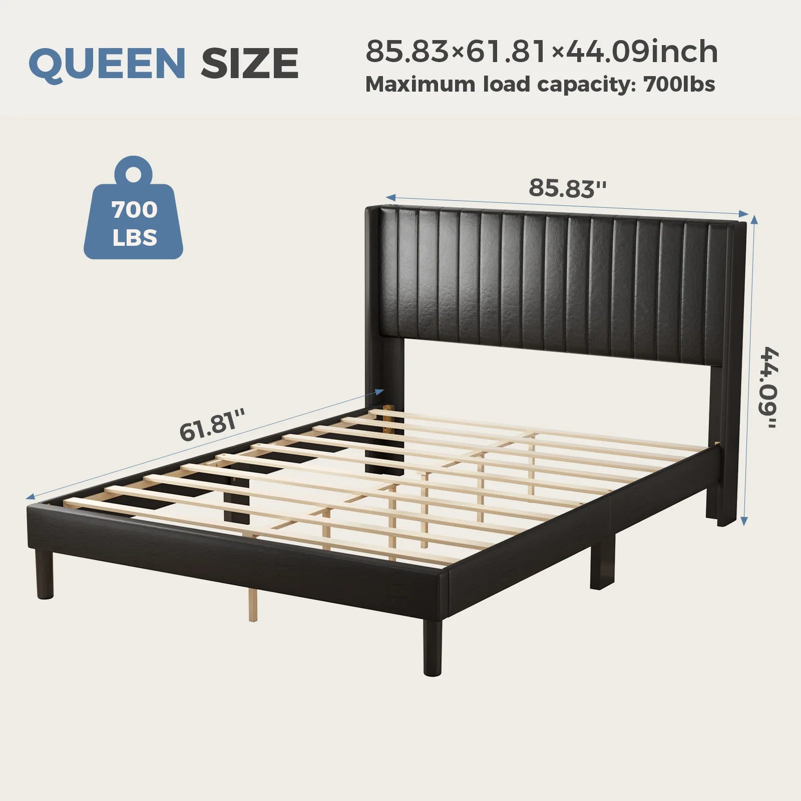 Upholstered Platform Bed Frame with Wingback Headboard and Storage