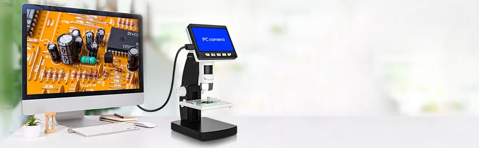1000X 4.3" LCD Digital Microscope 1080P Coin Microscopio 8 LED Lights USB Magnifier Soldering Repair Video Microscope for Coin