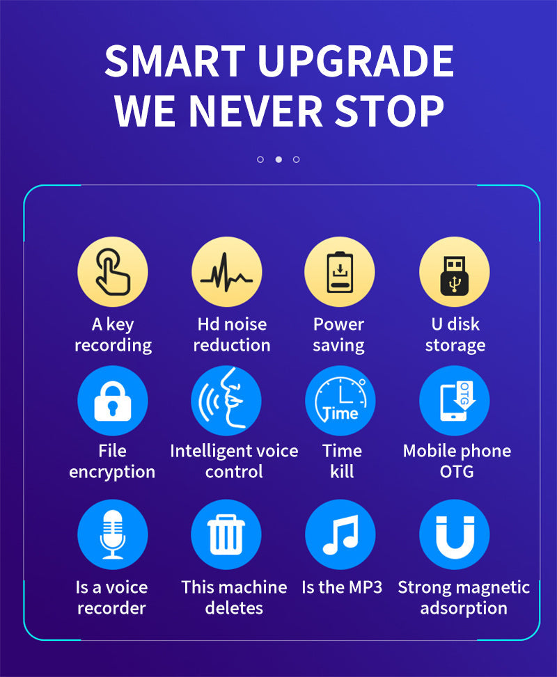 Powerful UltraThin Mini Sound Recorder Gadget Professional Safety Encryption Discreet Listening Device Portable Mp3 Player Espia