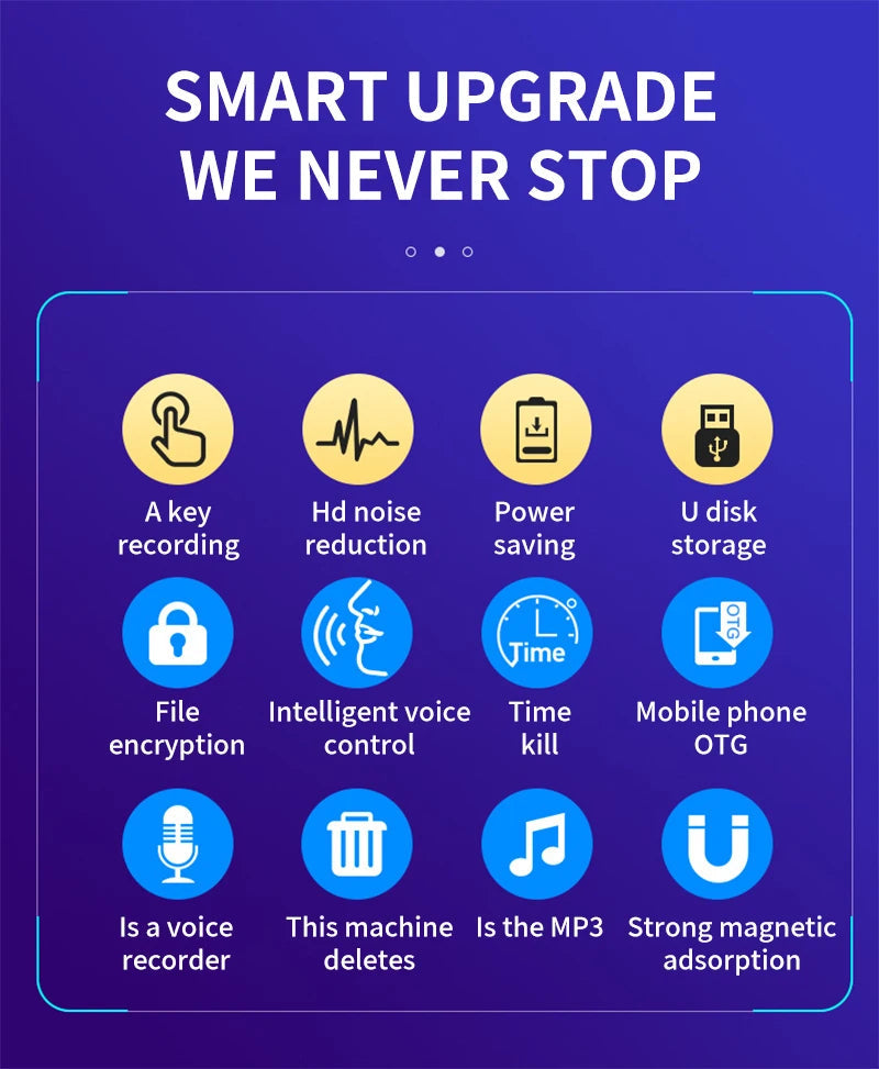 Powerful UltraThin Mini Sound Recorder Gadget Professional Safety Encryption Discreet Listening Device Portable Mp3 Player Espia