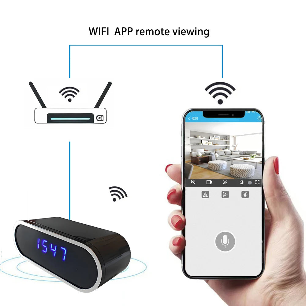 1080p Wi-Fi-klokkekamera med infrarød nattvisning