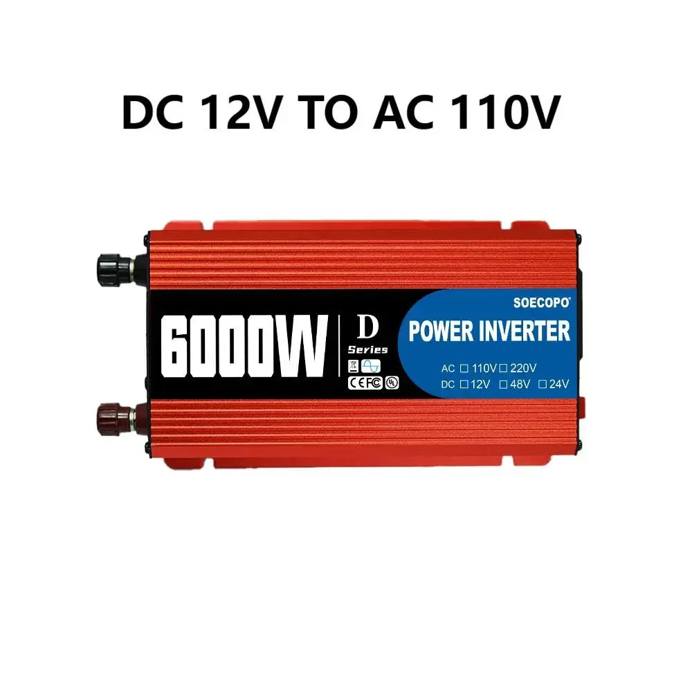 6000W Solar Power System 500W Panel 100A Controller Alligator Clips Carabiner Hooks 12V to 110V220V Inverter for Home RV CE FCC