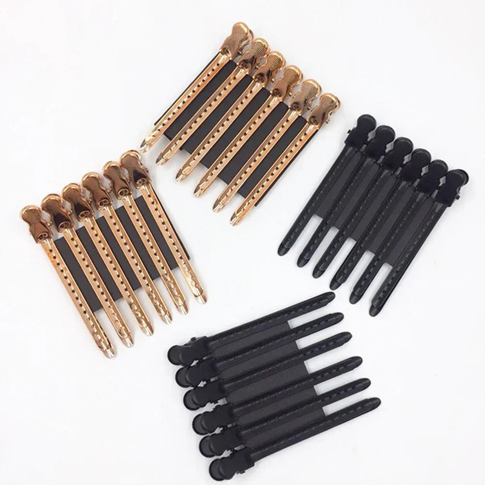 12 pinces crocodile en acier pour cheveux, 9.5 cm