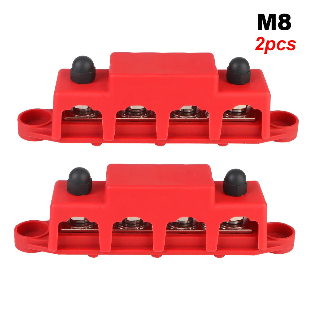 Caravan RV Power Distribution Block 4 Ways 48V 250A DC Bus Bar Electro Junction For Boat Truck Car Accessories M8 M10 Studs