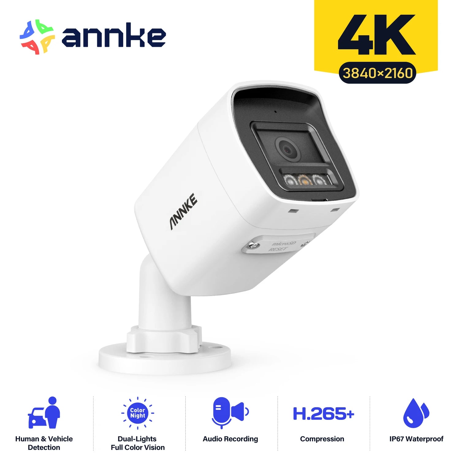 ANNKE 4K Smart Dual Light Bullet Security Camera, 8MP