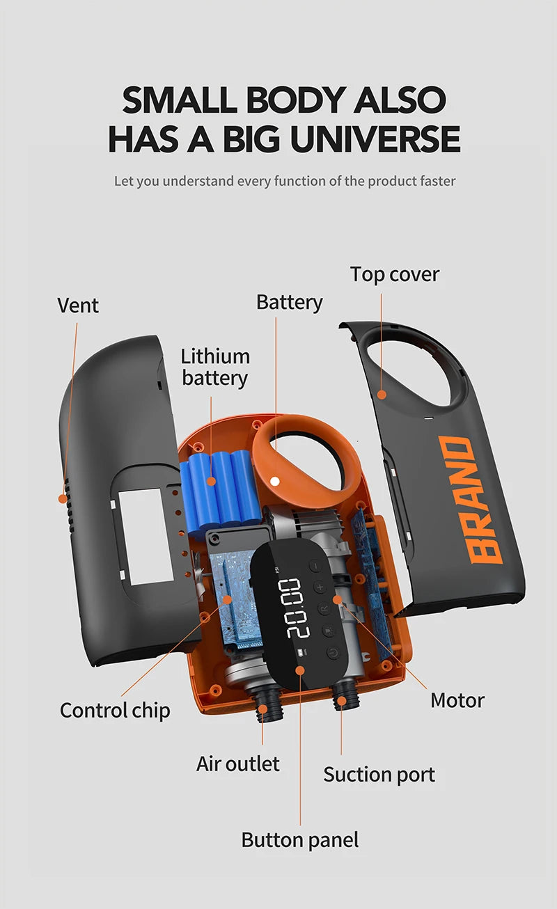 Prijenosni električni pumpa za zrak 20 PSI s LED svjetlom