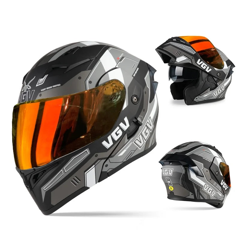 VGV 91 Flip Motorcycle Helmet, Dual-Lens, DOT Certified
