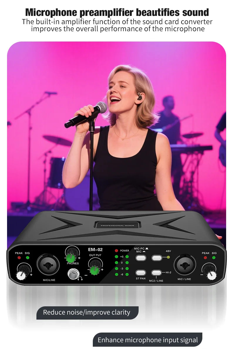 EM-02 USB Audio Interface met Microfoonvoorversterker