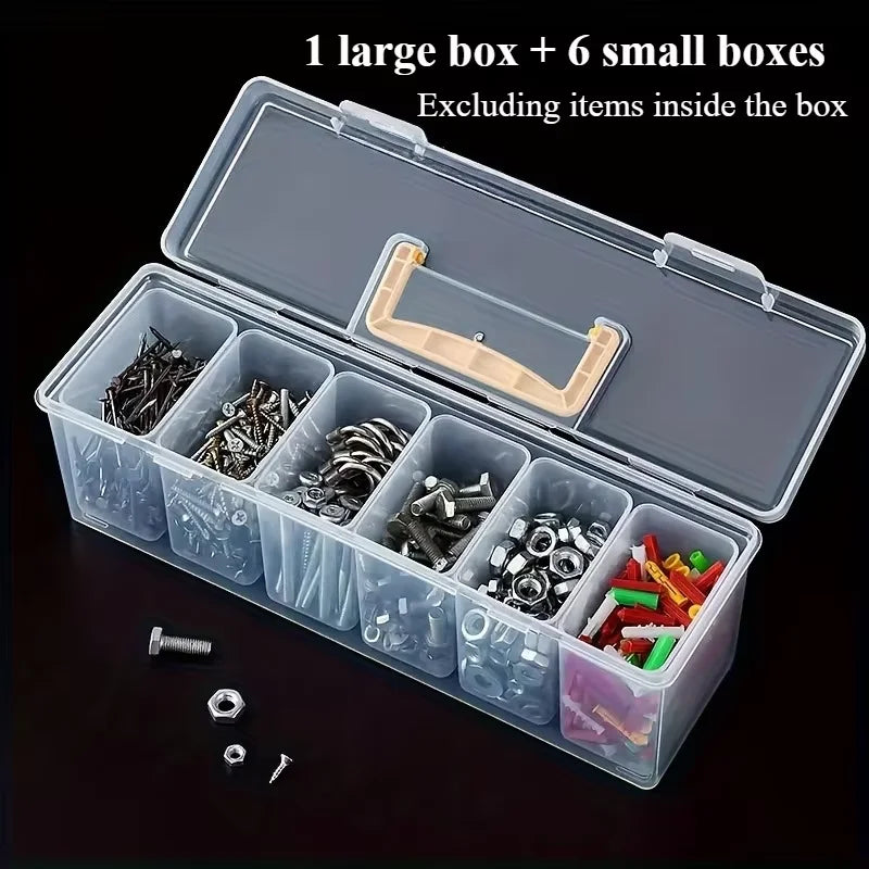 Clear Portable Parts Storage Box, Empty or 6-Insert Set