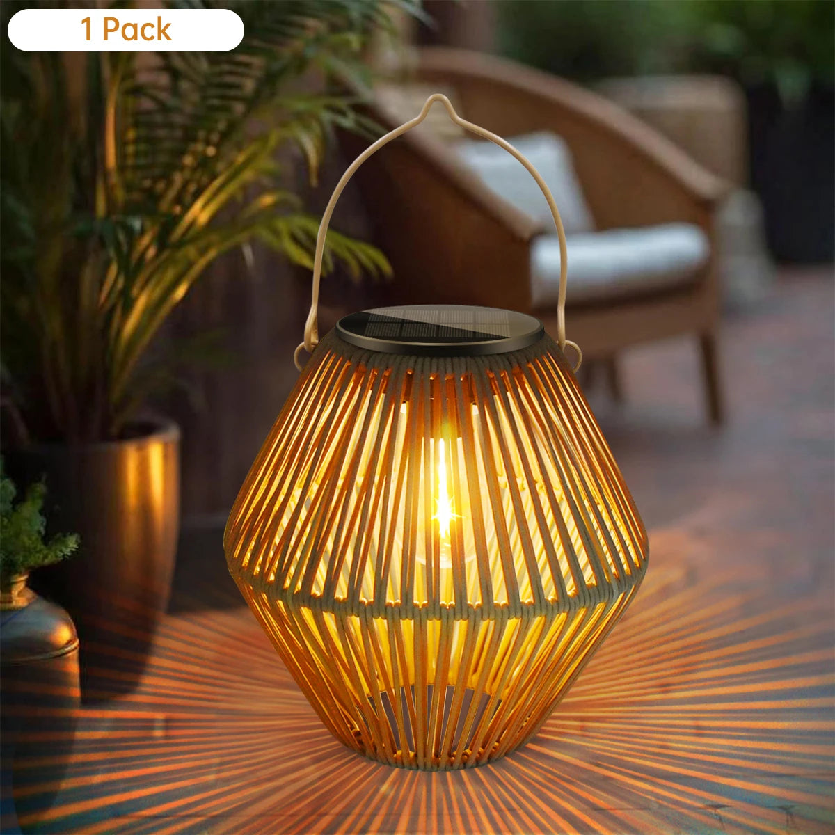 Solar Woven-Style Lantern for Garden Decoration