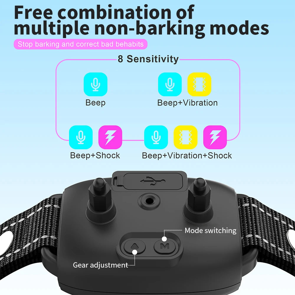 Automatic Anti Bark Dog Collar with Rechargeable Waterproof Design