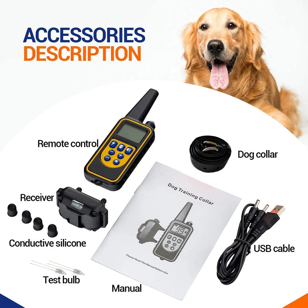 800m Digital Dog Training Collar Waterproof Rechargeable Remote Control Pet with LCD Display for All Size Shock Vibration Sound