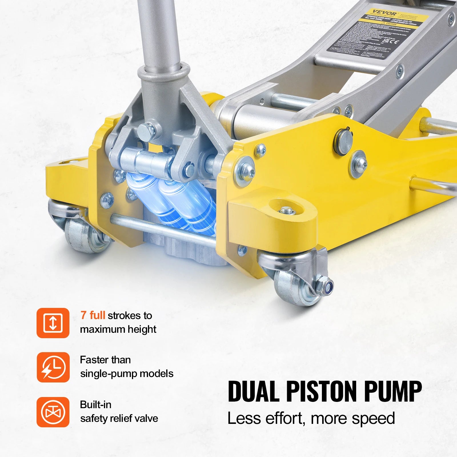 3 Ton Lage Profiel Aluminium Krik met Dubbele Pomp Hefmechanisme