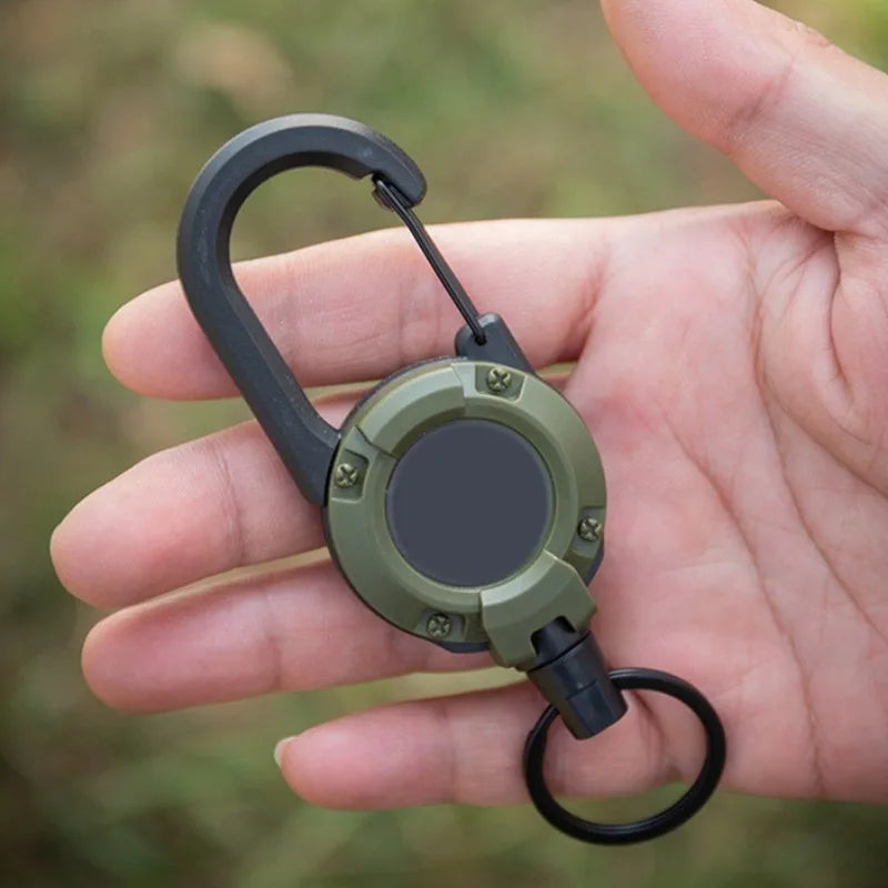 Retractable Rope KeyChain Pull Reel Carabiner Strong Steel Wire Buckle for Men Outdoor Extendable Key Holder