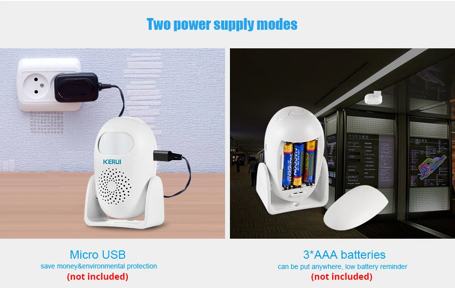 KERUI Wireless PIR Motion Sensor Alarm Welcome Chime Alarm Mode and Welcome Mode Infrared Motion Detector 11 Countries Language