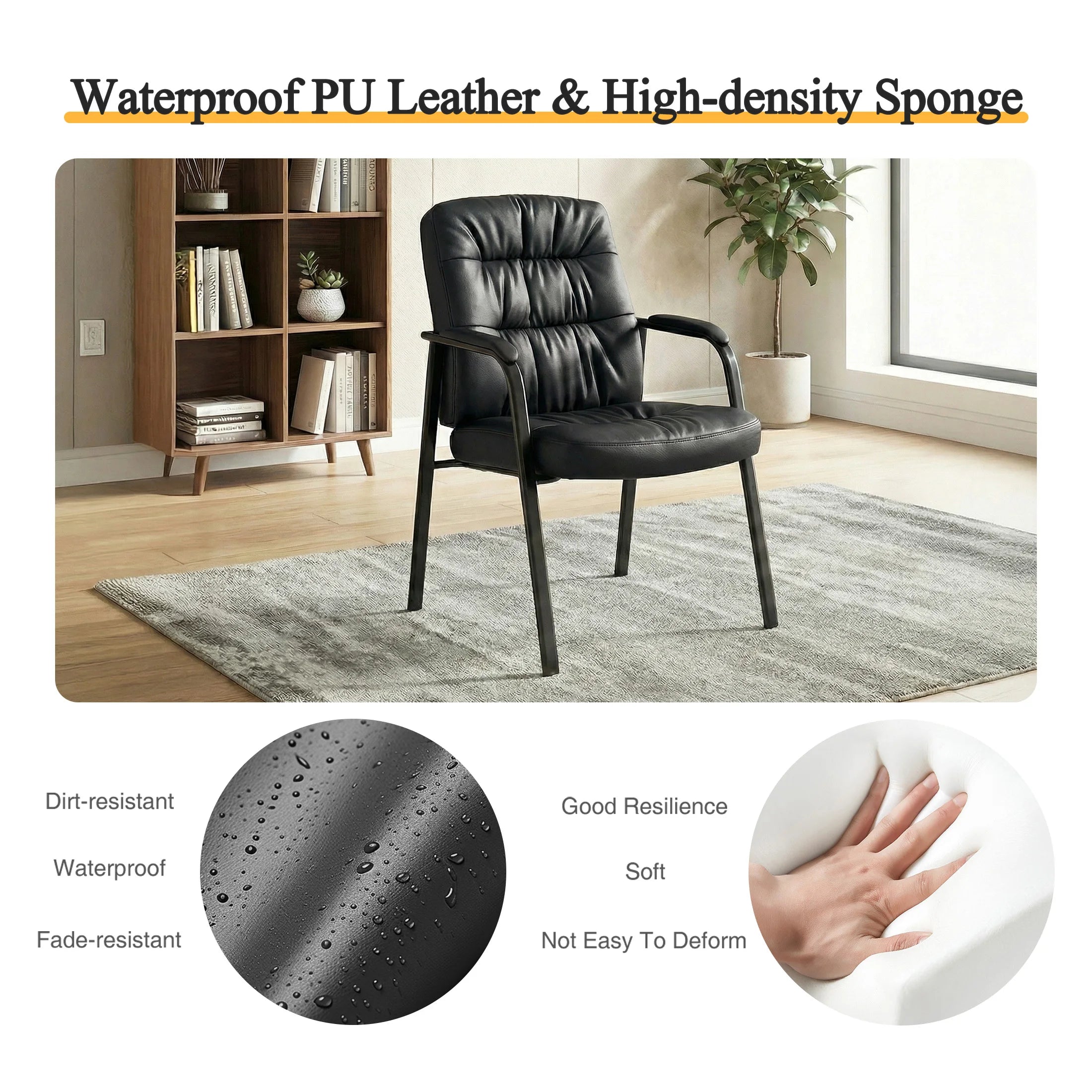 Ergonomic PU Leather Office Chair with Lumbar Support 500lb Capacity