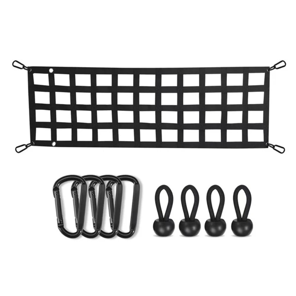 Car Trunk Organizer Net UV Protection Pickup Truck Bed Cargo Mesh Tailgate Net Cargo Storage Netting Divider Car Accessories