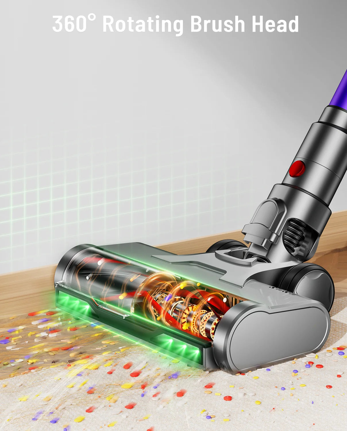 650W Cordless Vacuum Cleaner 65KPA Strong Suction for Pet Hair and Carpet