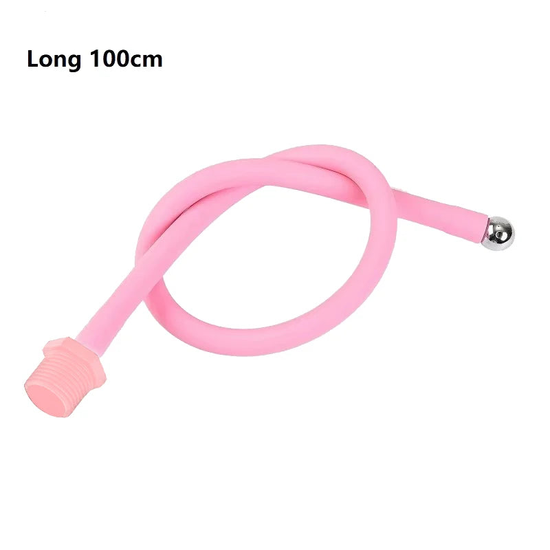 25 to 200cm Long Douche Silicone Enema Syringe Anal Shower Cleaning Head Anal Beads Butt Plug Nozzle Tip Faucet Attachment Gay