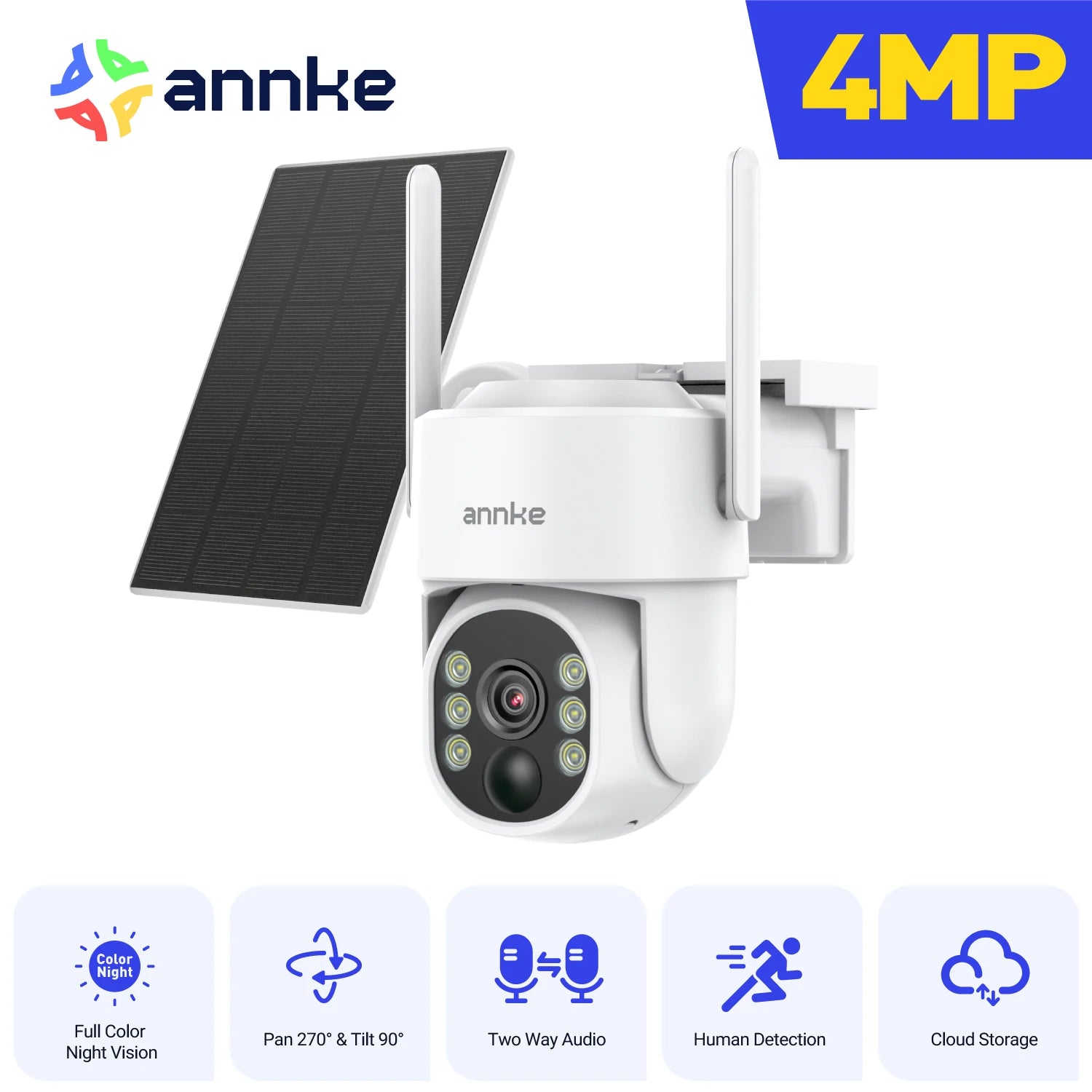 ANNKE 4MP Solar Wireless Security Camera with Color Night Vision