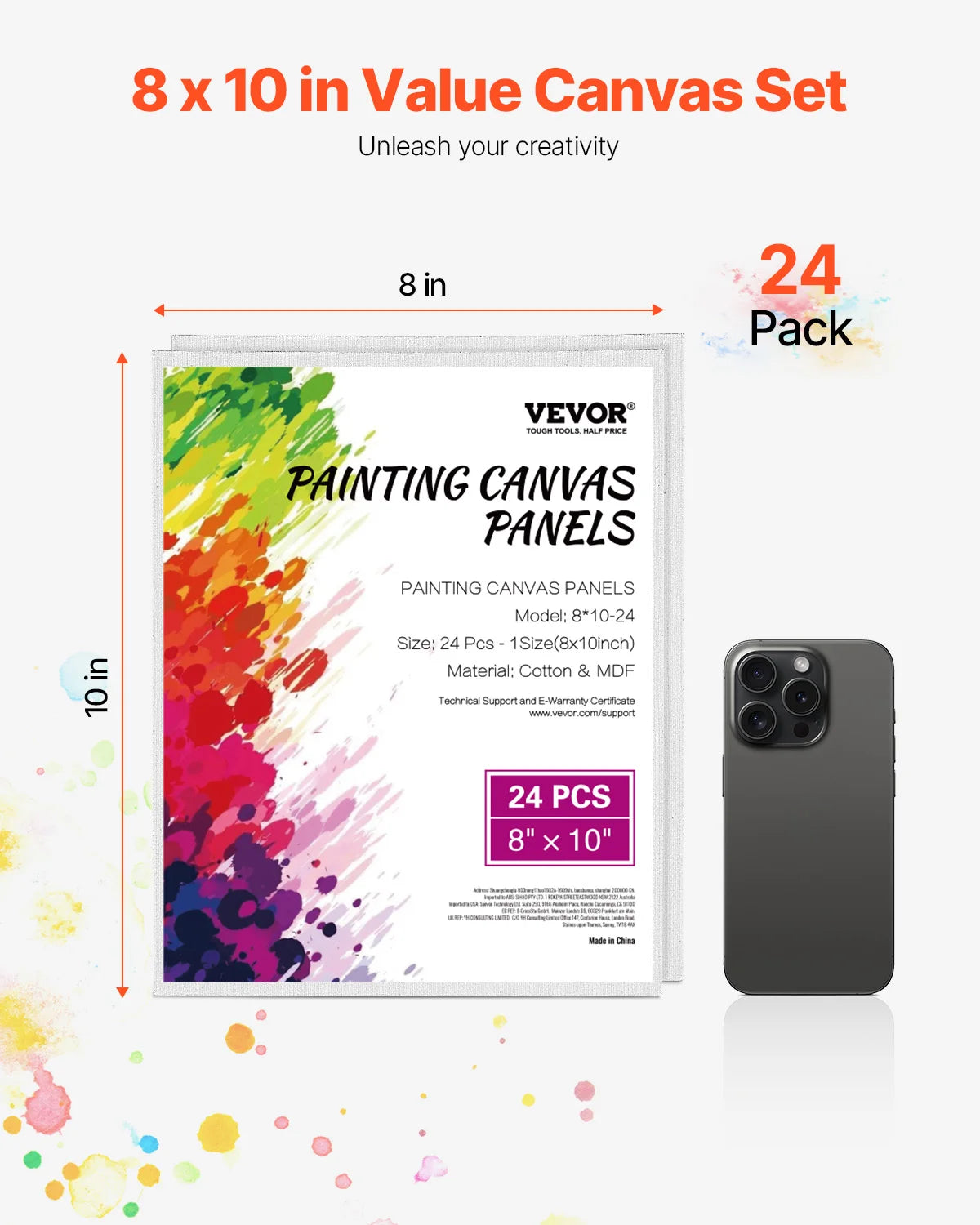 24-Pack 8x10 Inch Painting Canvas Boards