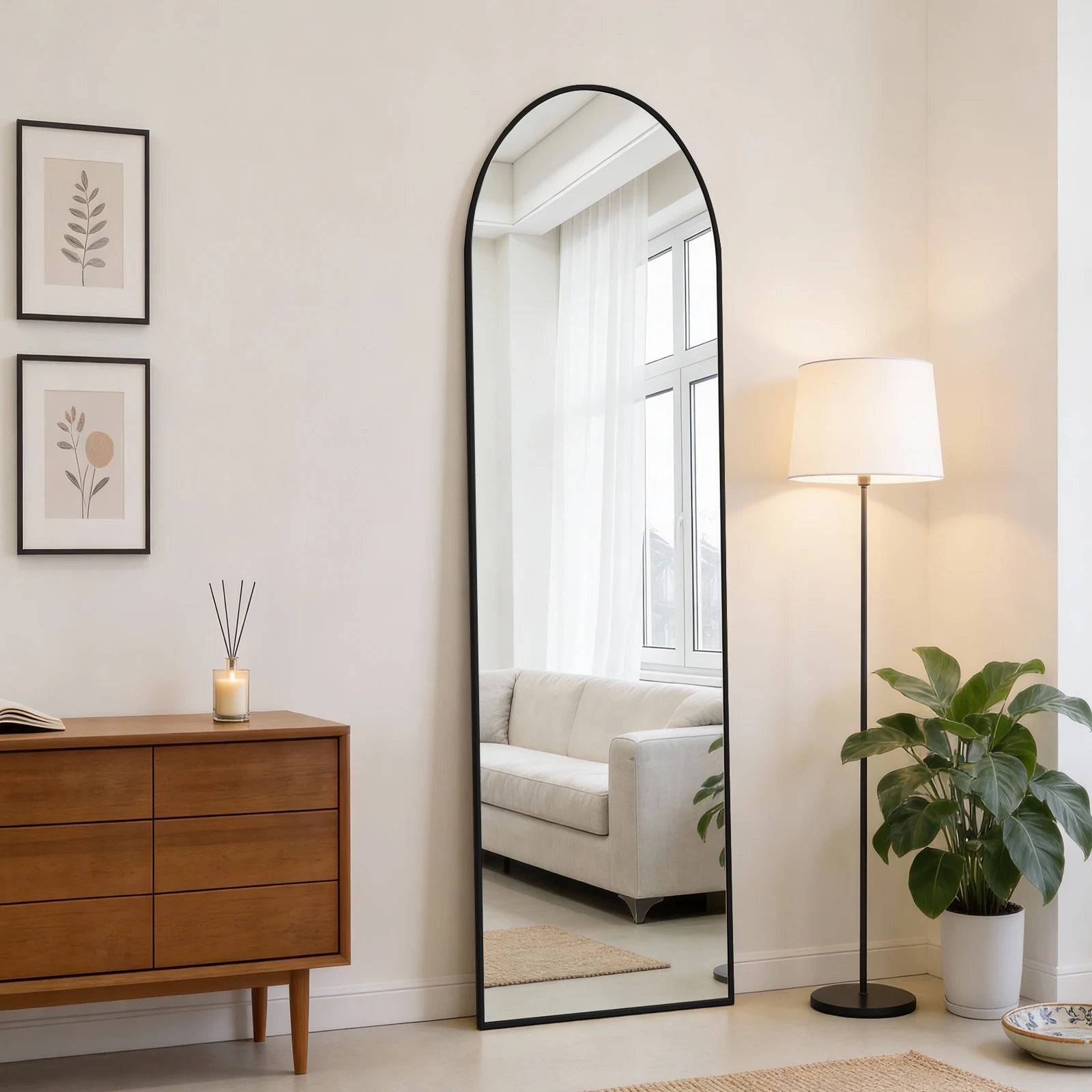 47x14 Full Length Wall Mirror with Aluminum Frame, Hang or Lean