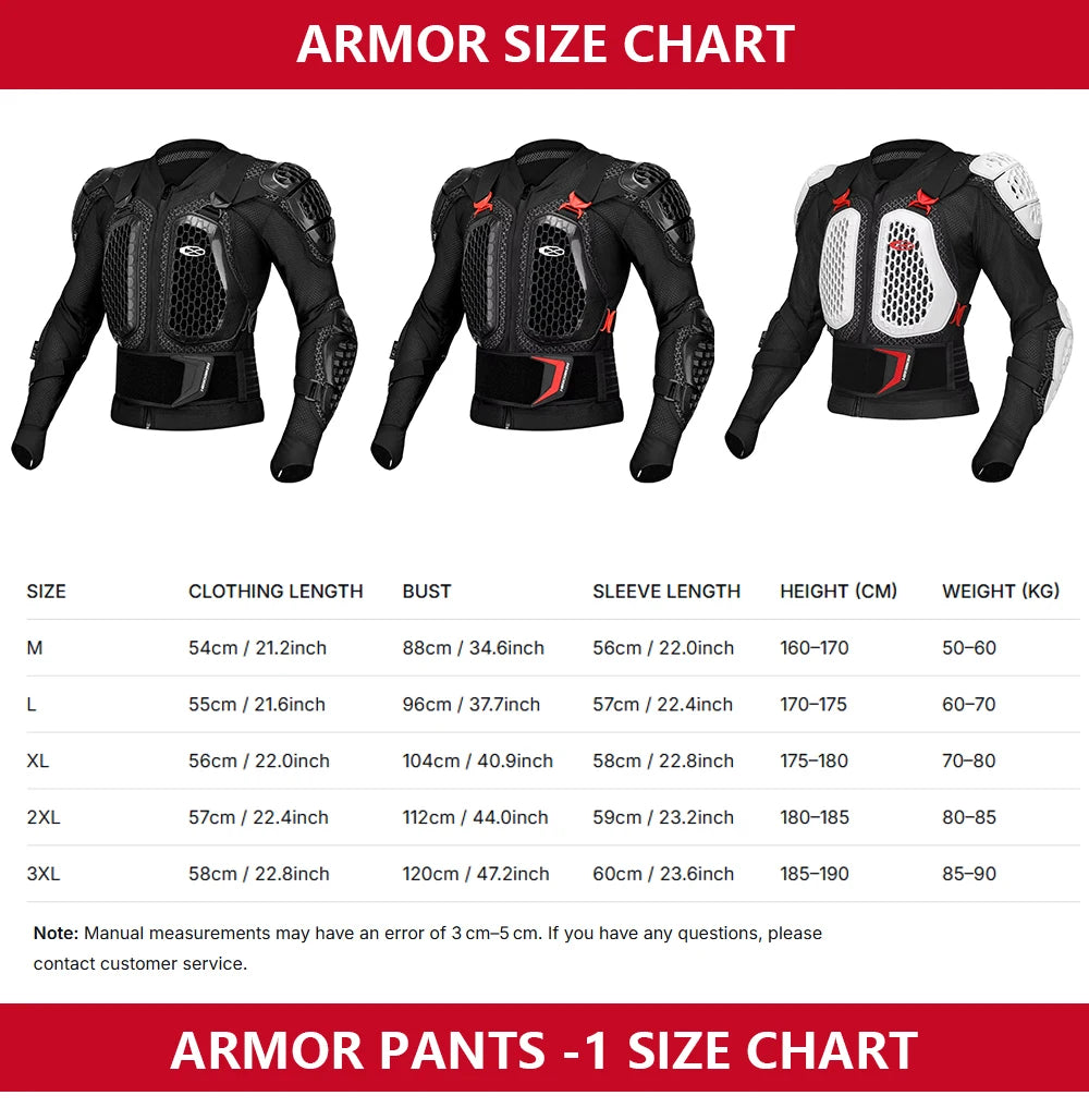 CE Certified Motocross Armor Jacket Set with Chest & Back Protection