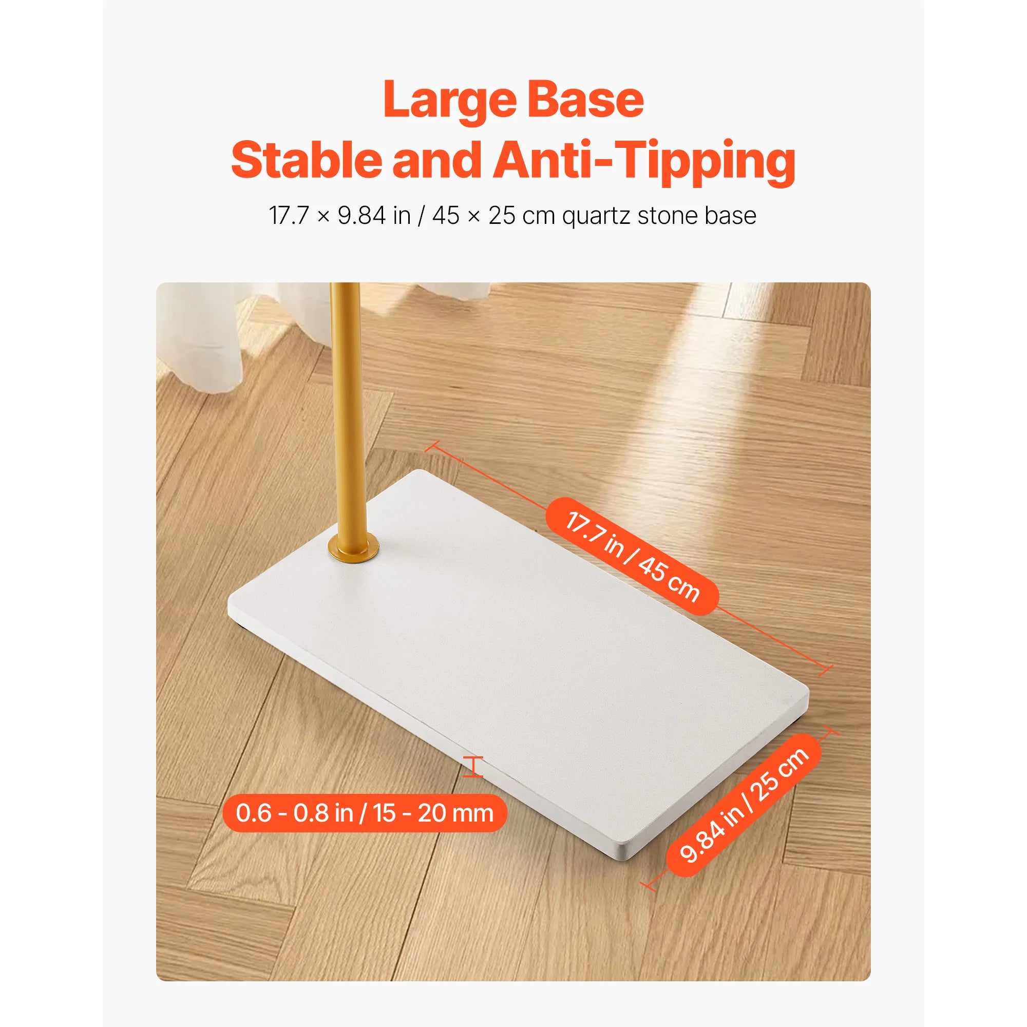 Freestanding Coat Rack with Quartz Base and 3 Hooks Stand