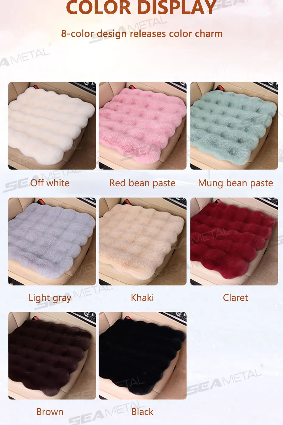 SEAMETAL Ultra-Soft Car Seat Cover Warm Thicken Imitation-Fur Auto Seat Cushion Anti Slip Auto Seat Protector for Sedan Suv Mpv