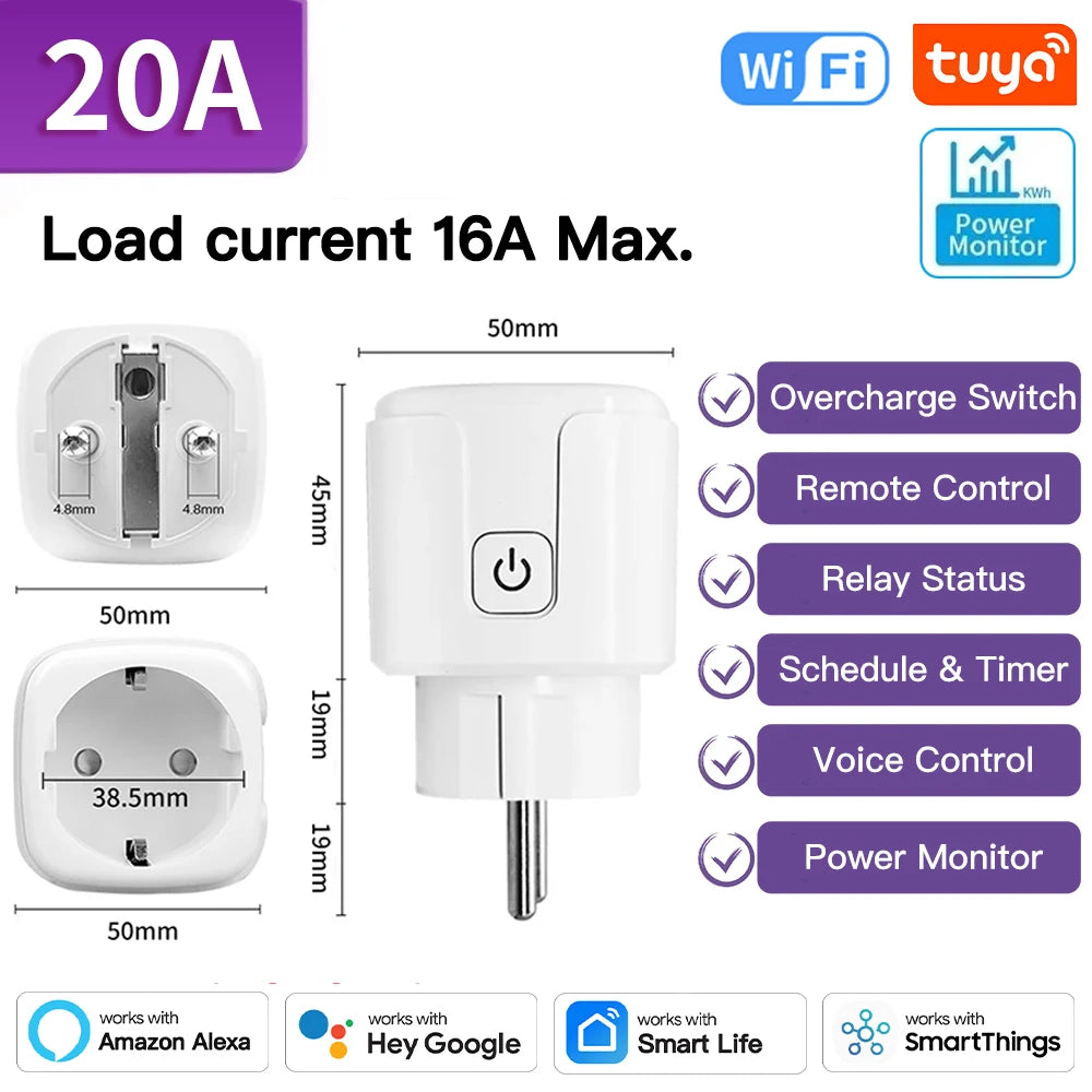 EU Smart Plug with Wi-Fi or Zigbee Options