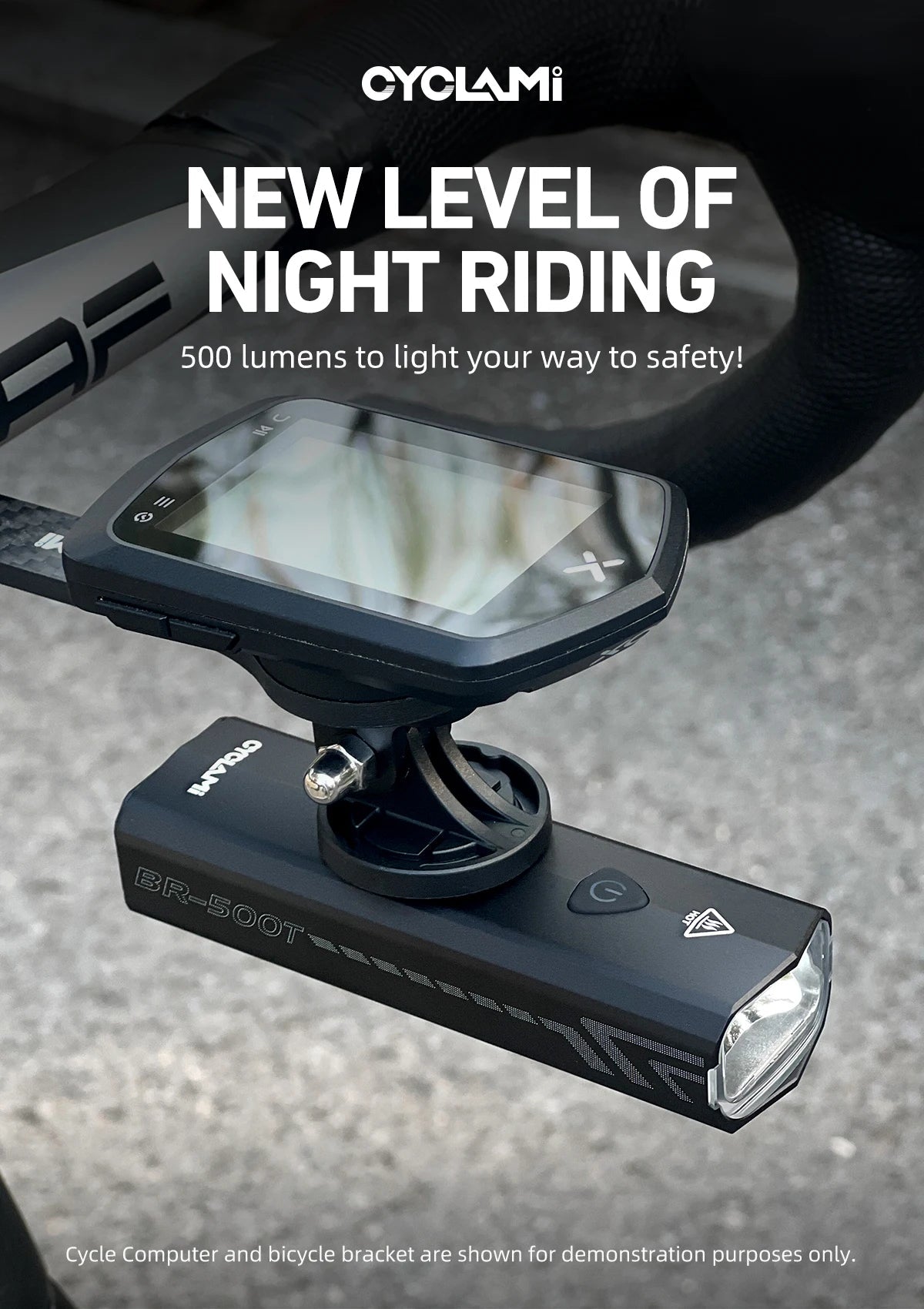 CYCLAMI Bicycle Front Light 500LM Bike Light 2000mAh Waterproof Headlights Flashlight Type-C Charging MTB Road Cycling Lamp