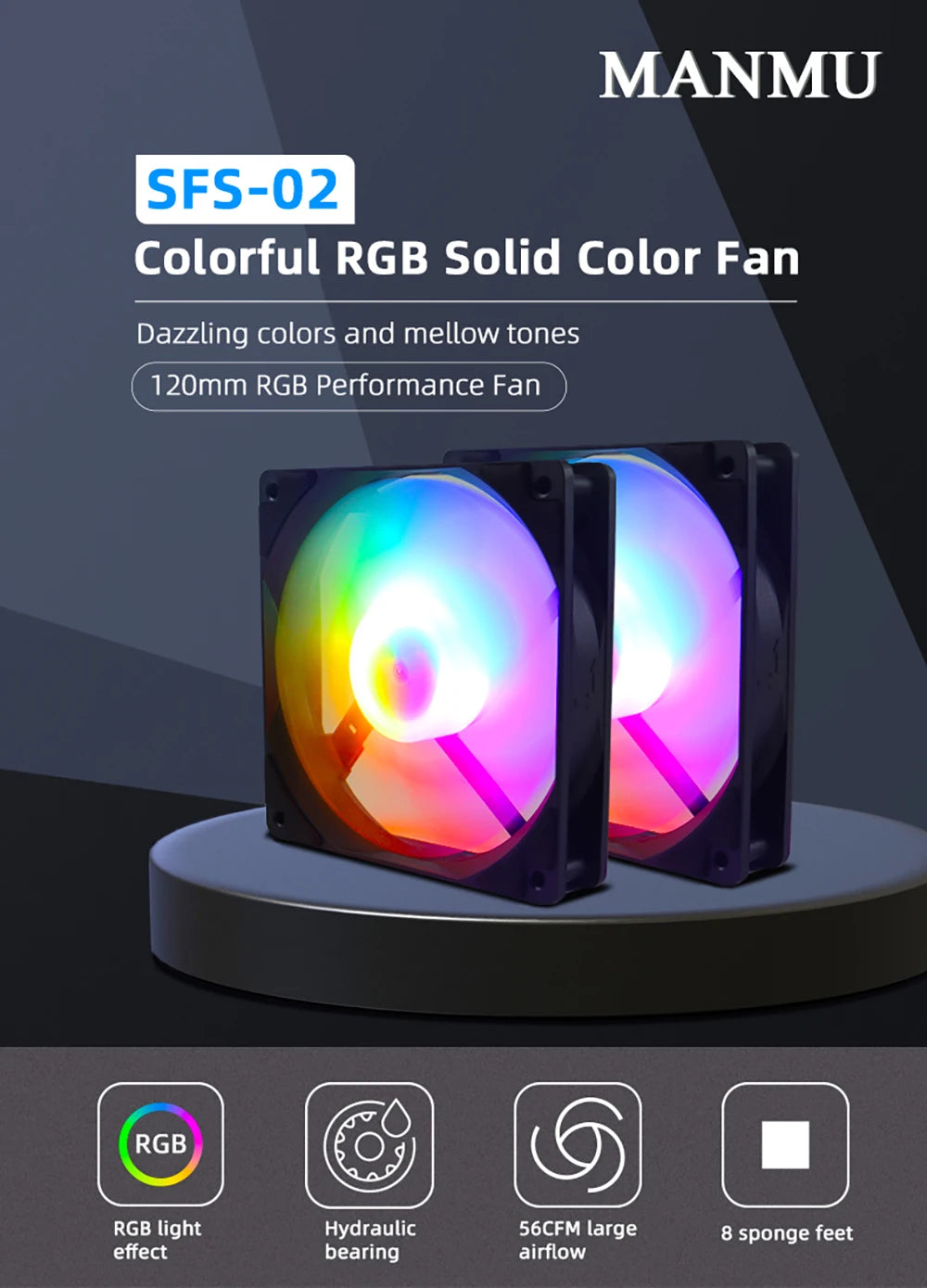 120 mm Rainbow RGB Computer Case Fan