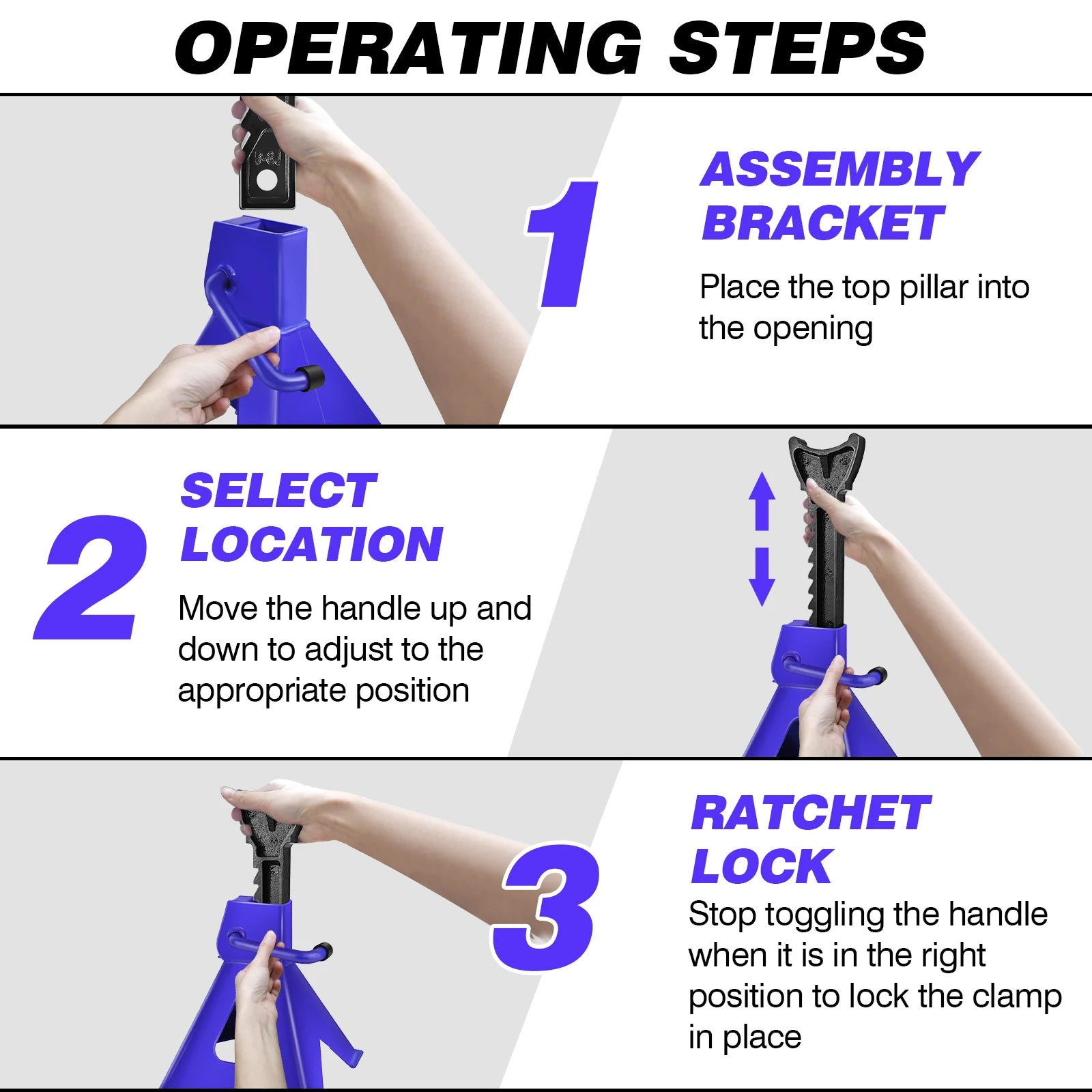 Paire de chandelles DayPlus robustes de 3 tonnes pour voitures et fourgonnettes