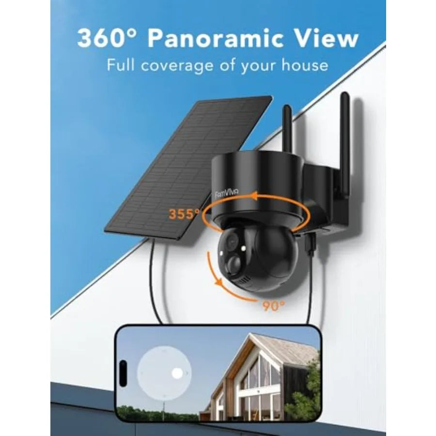 Solar-Powered 2K Wireless PTZ Outdoor Security Camera