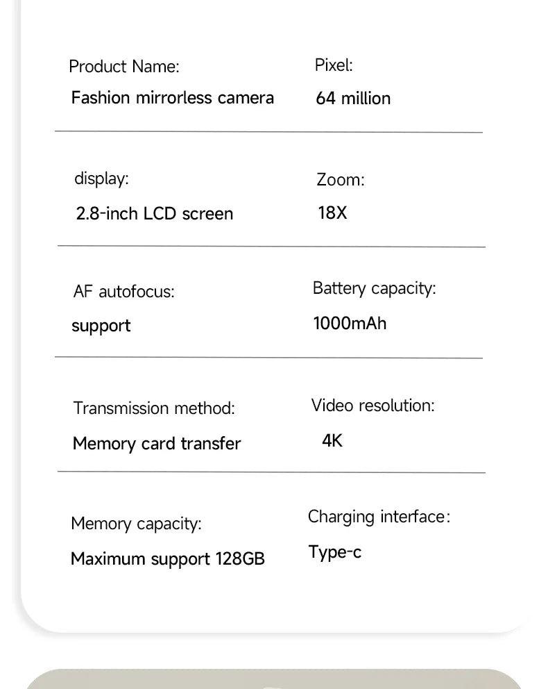 4K 64MP Retro kompaktný digitálny fotoaparát s 18-násobným priblížením